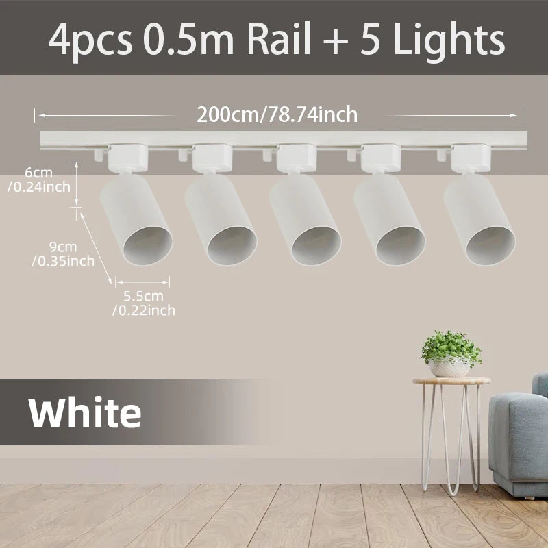 Full Set Track Light Led Ceiling Rail Lights Replaceable GU10 Light Source Spotlight for Living Room Bedroom Led Spot Track Lamp