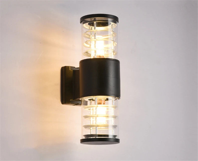 E27 LED Outdoor Wall Lamp Sensor Up Down Glass Aluminum Waterproof Garden Light Corridor Street Exterior Wall Sconce 110V 220V