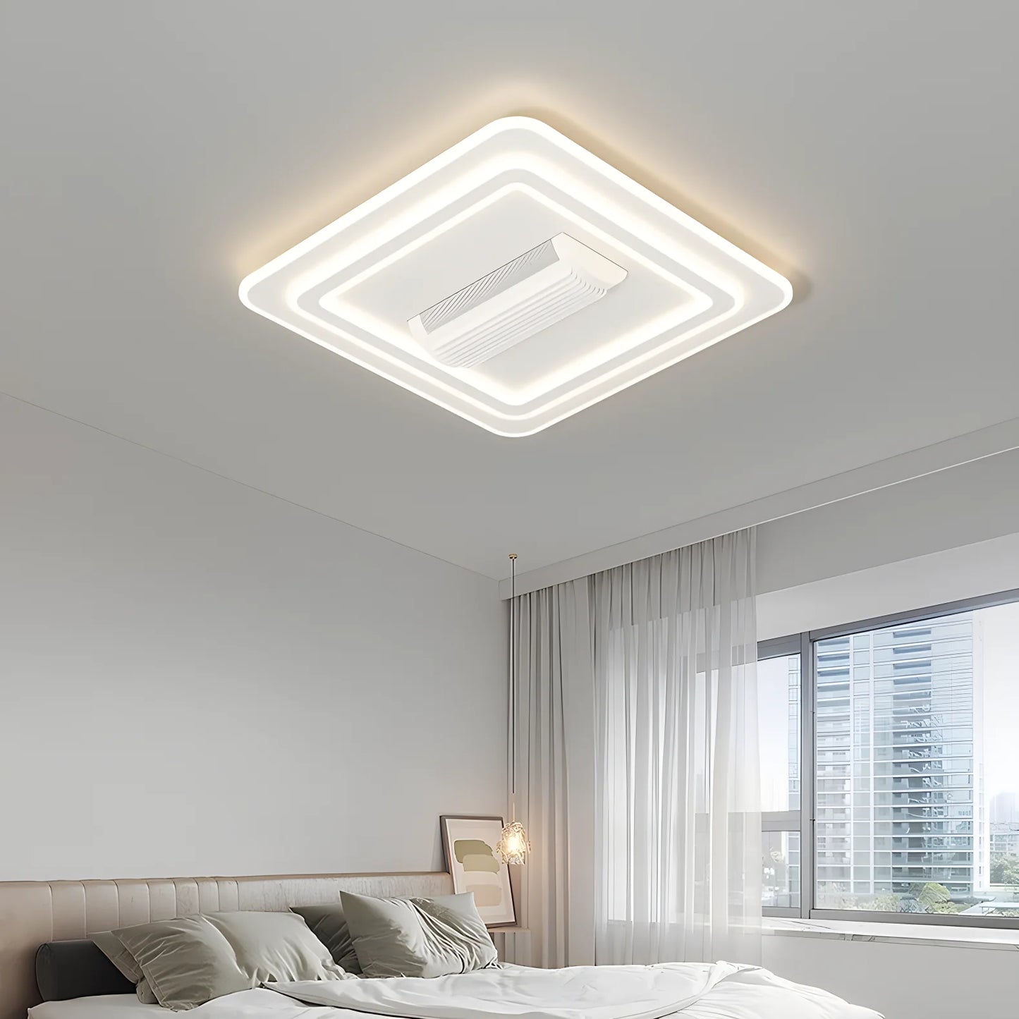 Nordic Smart LED Ceiling Fan Light APP Remote Control Dimming Square Round 220V Ceiling Fan Light Fixture Bedroom Living Room