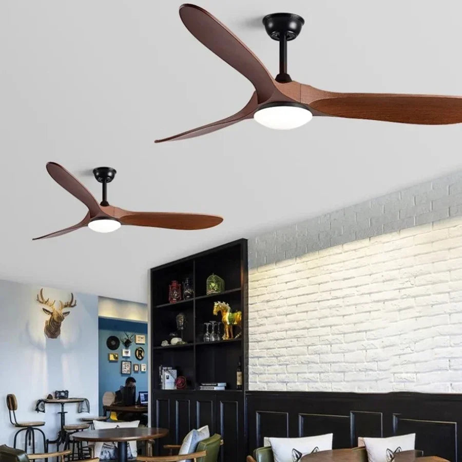Low Floor Modern Ceiling Fan Without Light 42/52 Inch DC Motor Reversible Blade Remote Control LED Fan with Light Pendant Lamp