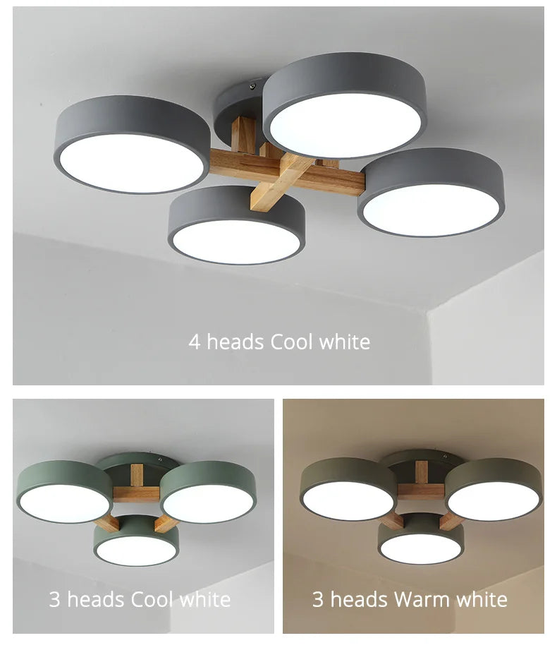 Nordic Style Personalized Macaron Ins Chandelier Bedroom Ceiling Decoration Lamp Modern Minimalist Wood Art Living Room Led Lamp