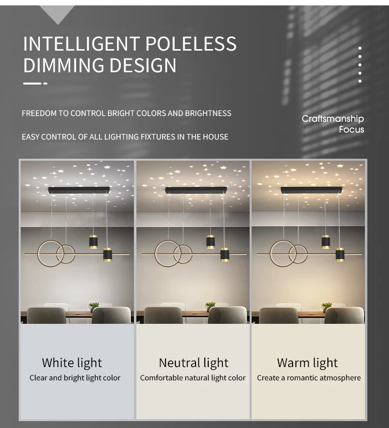 Restaurant Lighting 100cm Long Strip Decoration Dining Table Light Living Room Restaurant Modern LED Pendant Light Fixture Light