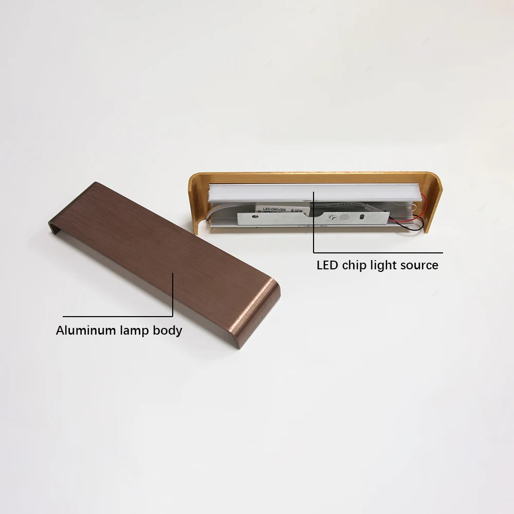 Modern Indoor Wall Lamps Simple Strip Lamp Bedroom Living Room Wall Lights Gold/coffee color Aluminum Wall Lamp Lighting Fixture