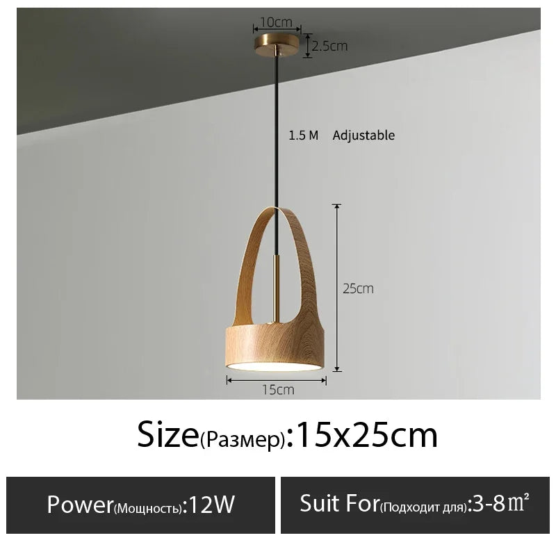 Nordic Restaurant Counter Imitation Wood Grain Chandelier Modern Chinese Style Homestay Lamp Bedroom Bedside LED Pendant Light
