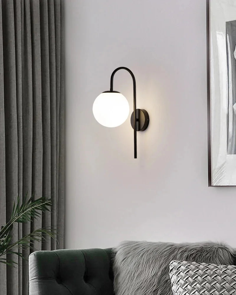 Frosted Glass Ball Indoor LED Wall Lamps with Plug Switch Black Gold G9 LED Wall Lights Wall Sconce for Corridor Aisle