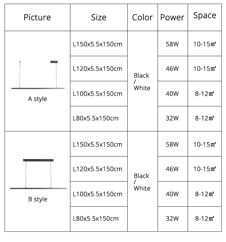Minimalist One-word Restaurant Pendant Lights Designer Style Modern Dining Room Table Lamps Office Long Bar Table Chandelier