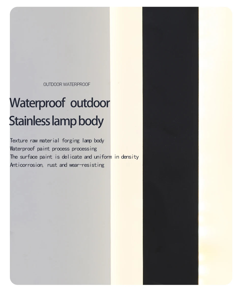 Outdoor IP65 waterproof Long strip lamp, simple LED wall light suitable for courtyard, villa, gate, garden outdoor decoration