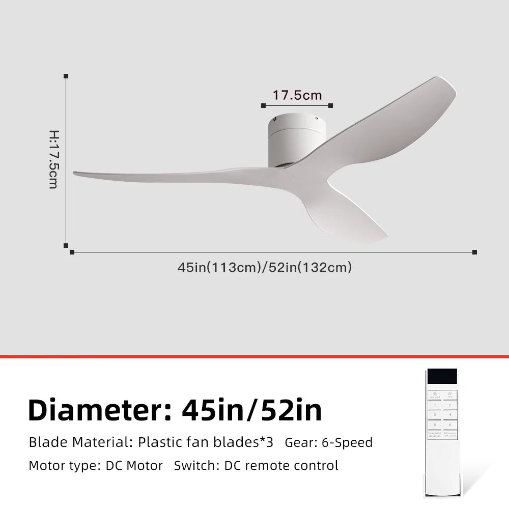 FUMANJIA 45/52" Industrial Retro Ceiling Fan, Ideal for Living/Dining Areas, Home & Office - 6 - Speed Silent DC Inverter Motor