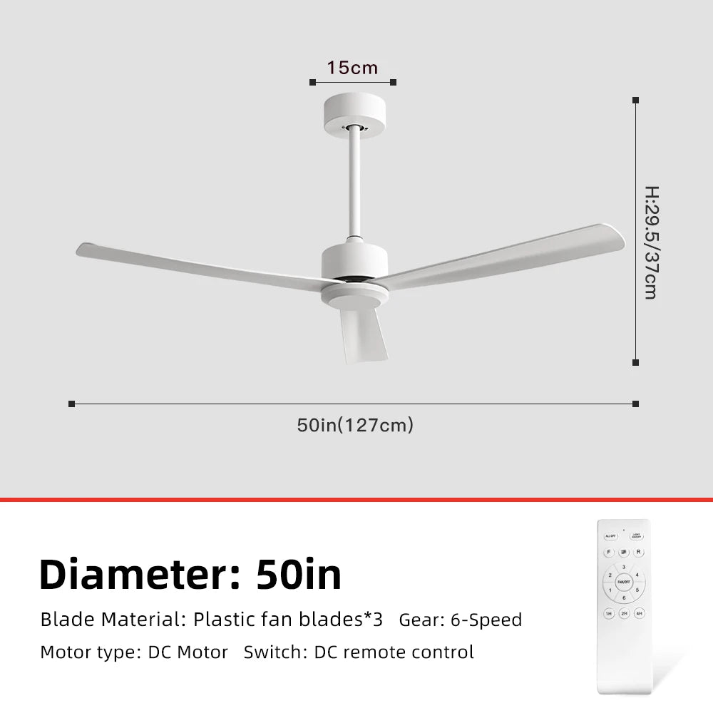 50 Inch Inverter Ceiling Fan: 6 - Speed Remote, Silent, Energy - Saving for Living & Dining Rooms, Boasting Sleek Modern Design