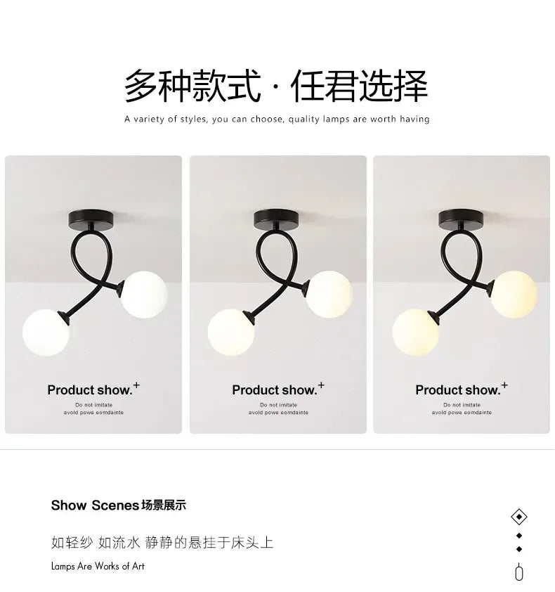 Modern Glass Ceiling Lights Minimalist Black Gold Ceiling lamp Indoor Lighting Hallway Aisle Balcony Entryway Cloakroom Fixtures