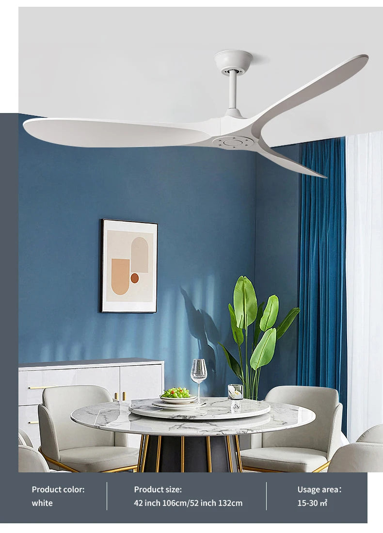 42/52 Inch Nordic LED Ceiling Light Restaurant Living Room Home Remote Control DC Silent Industrial Retro Electric Fan