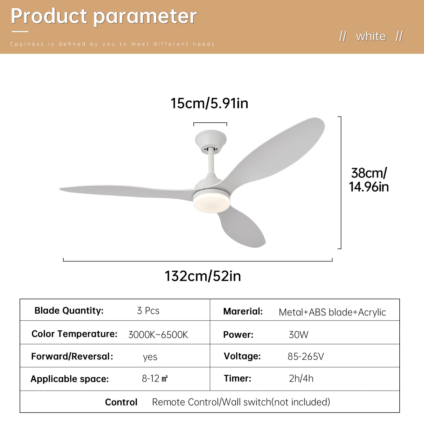Ceiling Fan With Light,25 Inch/42 Inch/52 Inch Low Profile Ceiling Fan with remote control, For Indoor and Covered Outdoor