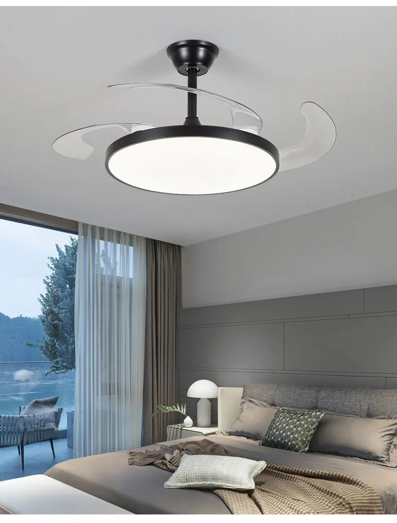 Electric Fan Chandelier Led Ceiling Lamp Room Decoration Dining Table Living Home Silent Bedroom Circulator Fan Light Fixture