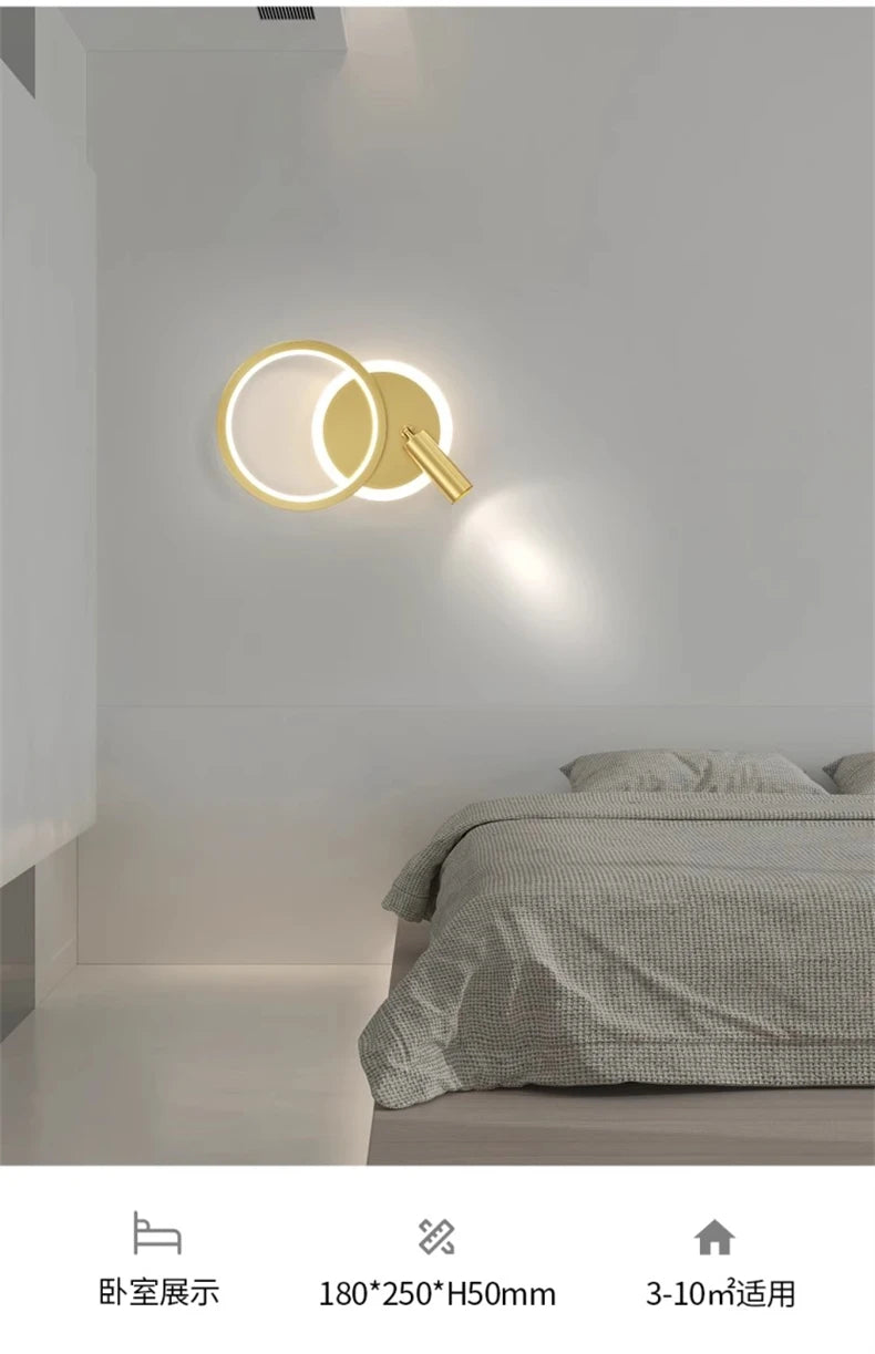Bedside Lamp Modern Simple Creative Living Room Background Wall Stairwell Wall Lamp Nordic Network Red Corridor Wall Light