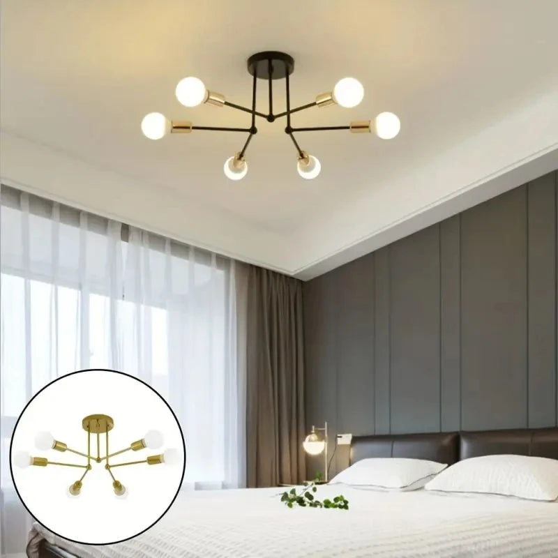 Modern Led Spider Ceiling Lighting Industrial Iron Black/Golden Nordic Minimalist Home Decoration Living Room Dining Room Ceilin