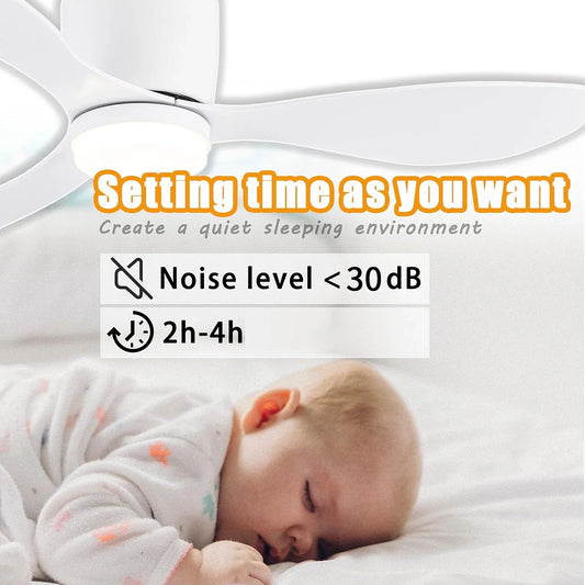 42Inch Low Profile Mount Ceiling Fan Light with 3 Colors, 6 Speeds, Timing, Ceiling Fan with Remote Control  Bedroom Dining Room