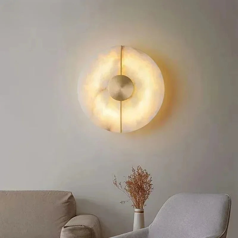 Modern Luxury Creative Marble Wall Light - Alabaster Marble Wall Lamp Sconce for Bedroom Bedside Living Room Aisle Indoor Decor