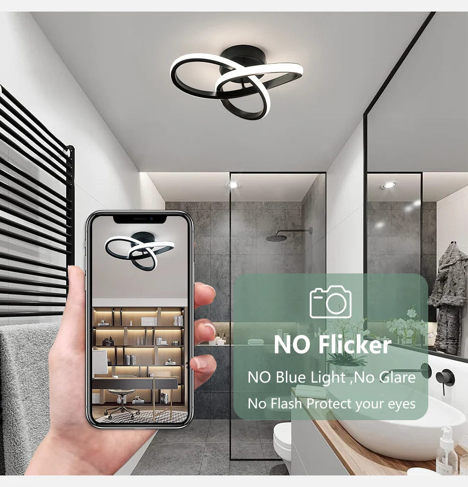 Household LED Chandelier Three Colors Lamp Modern Style Ceiling Lamp Bedroom Light Surface Installation 220v Dining Room Lamp