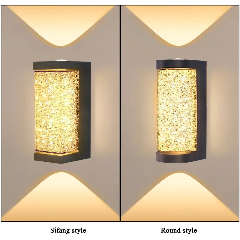 Outdoor Waterproof Wall Light European Luxury Crystal 10W LED Wall Lamp for Porch Corridor Villa Hotel Exterior Wall Lamps