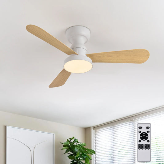 Ceiling Fans With Lights Led 3 Color 6 Speeds DC Motor Fans Remote Control Low Floor Decorative Fans