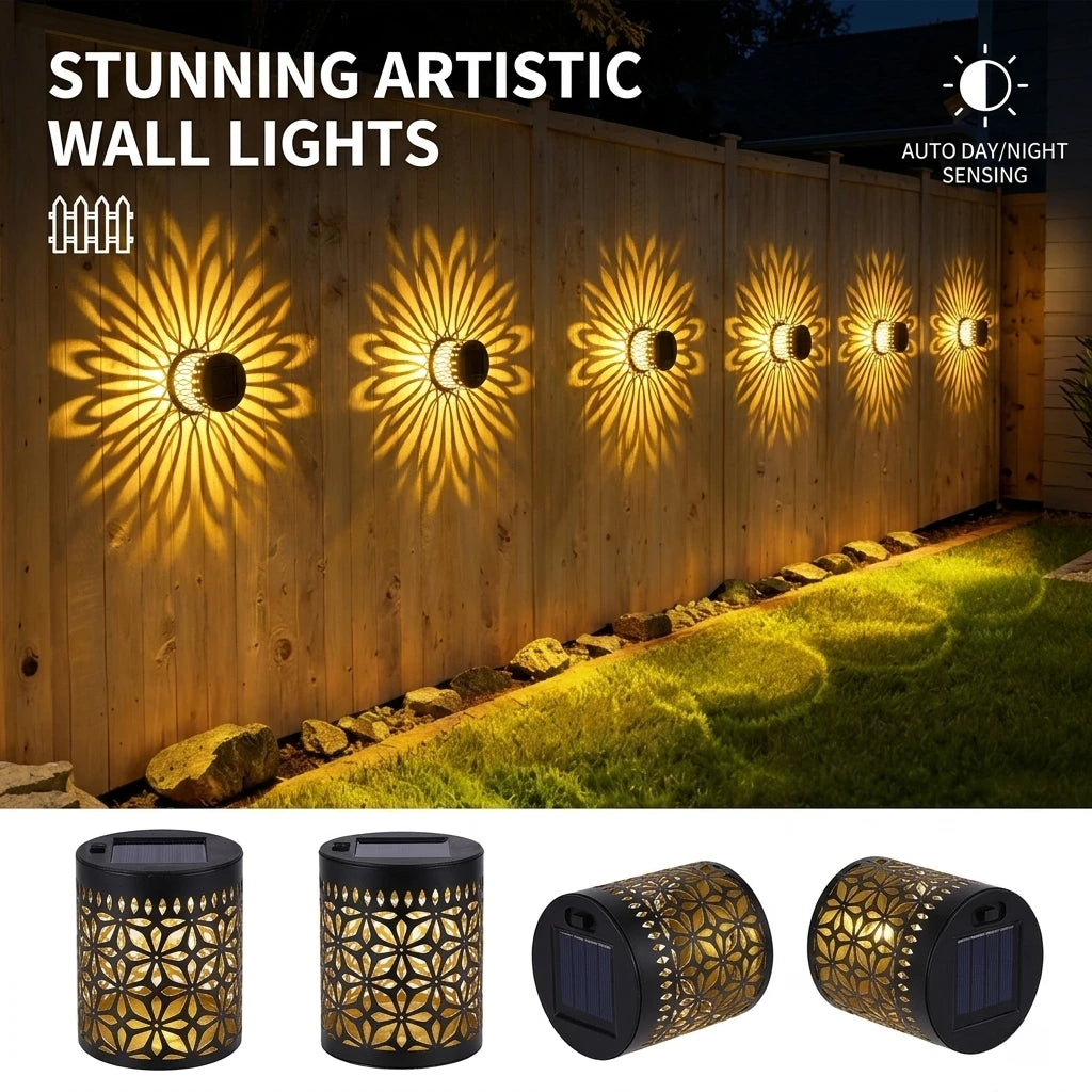 2026 Solar Outdoor Wall Light Waterproof Projection Lamp for Yard Terrace Patio Walkway Landscape Lighting Outdoor Decor