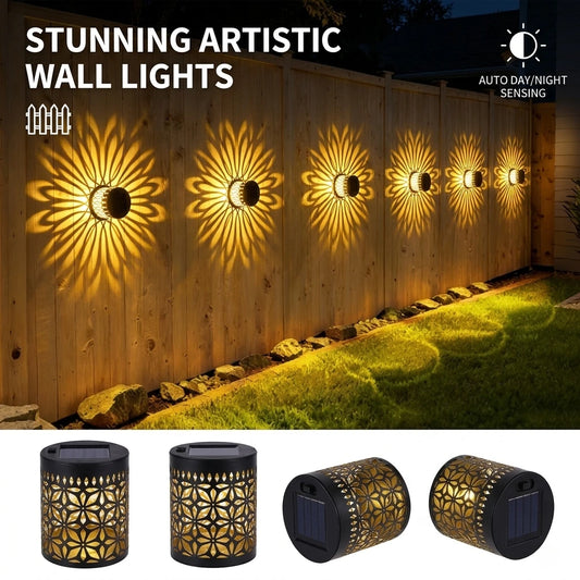 2026 Solar Outdoor Wall Light Waterproof Projection Lamp for Yard Terrace Patio Walkway Landscape Lighting Outdoor Decor