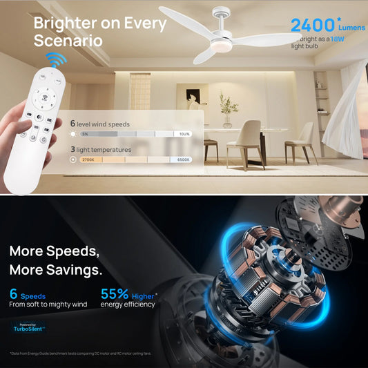 Modern Ceiling Fan with Light and APP Remote Control LED Ceiling Lamp 6-speed Wind DC Motor Bedroom Living Room Ceiling Fan Lamp