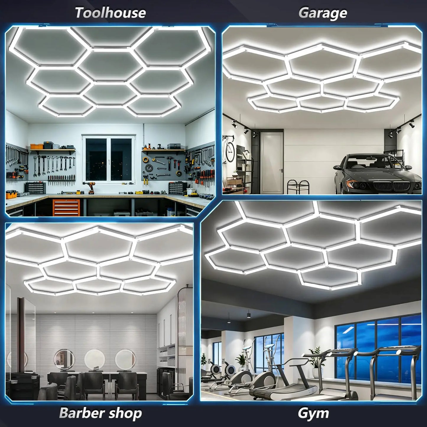 Hexagonal LED Lights Lighting Suitable for Barbecue Shop Barber Shop Gym Bar Garage Light 6500K Lighting Decoration Led Bulb