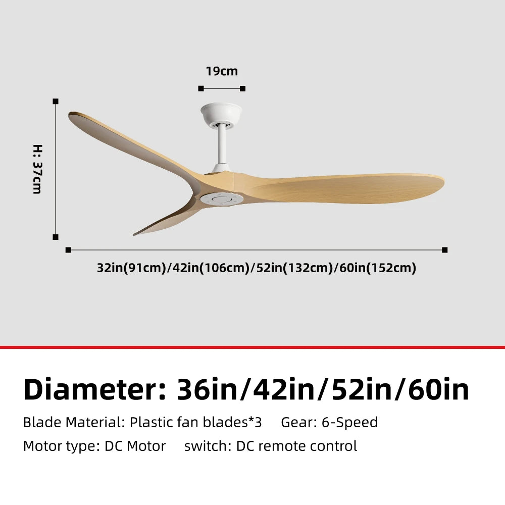 FUMANJIA 36,42,52,60 Inch Inverter Ceiling Fan w/Remote, Quiet, 6 - Speed, Energy - Efficient for Living, Dining, Study, Bedroom