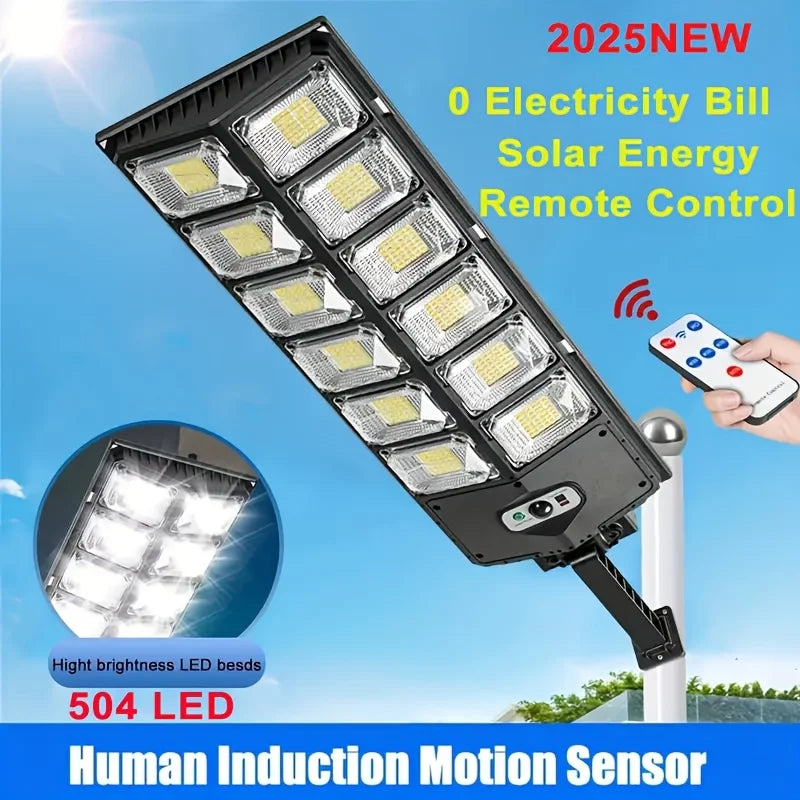 Outdoor Solar 504 LED Lights Waterproof 4500 mAh Super Bright Wall Lamp With Motion Sensor Remote Control Garden Street Light