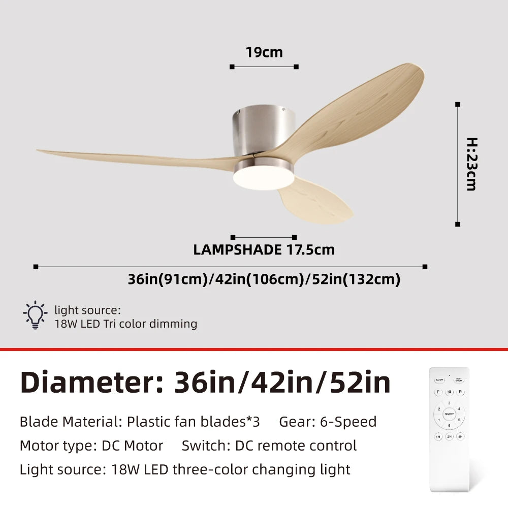 FUMANJIA Ultra-Thin DC Ceiling Fan with Remote - 6-Speed Silent, 3 ABS Blades, Ideal for Low Ceilings & Minim Spaces Energy