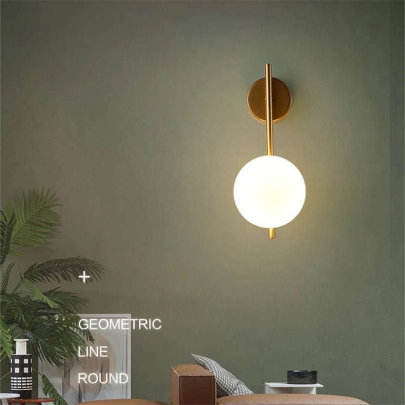 Frosted Glass Ball Indoor LED Wall Lamps with Plug Switch Black Gold G9 LED Wall Lights Wall Sconce for Corridor Aisle