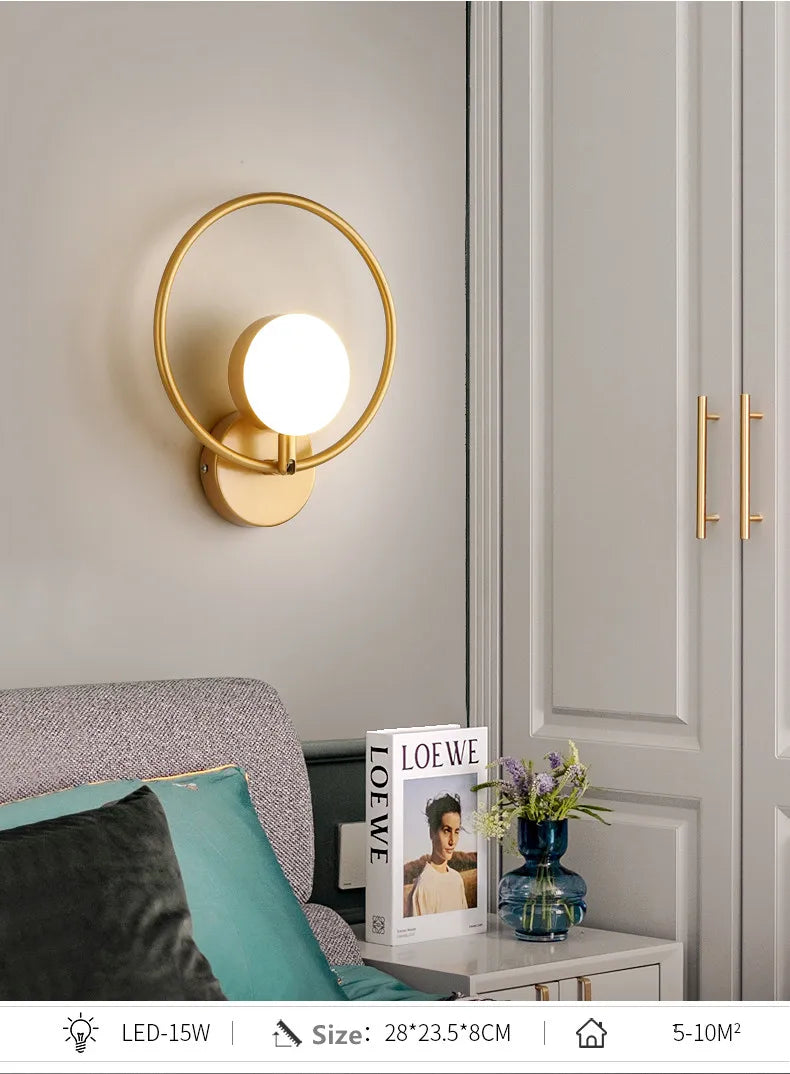 Light Luxury Modern Wall Lamp AC90-260V Living Room TV Background Wall Lamp Aisle Nordic Master Bedroom Bedside Lamp