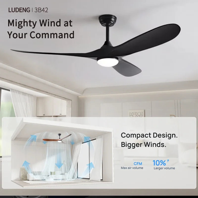 Low Floor Modern Ceiling Fan with Light 42 Inch DC Motor Reversible Blade Remote Control LED Fan Indoor Lighting Decoration