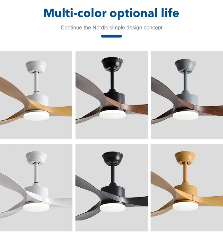 Modern Simple 42 /52 Inch Pure Copper DC Motor Remote Control ABS Blade Led Ceiling Fan With Light Restaurant Fan