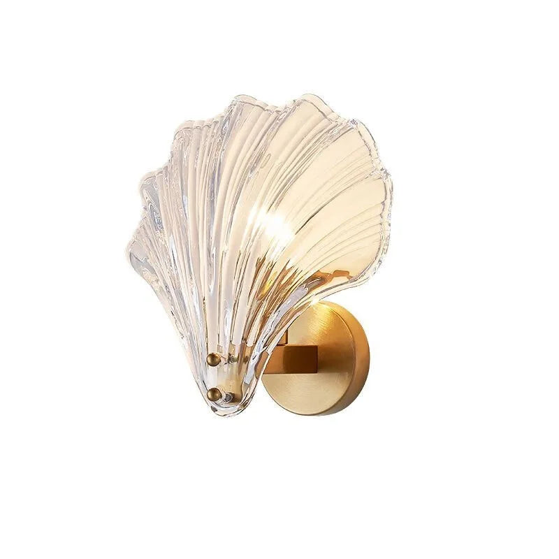 Nordic Simple Glass Shell Wall Lamp Bedroom Living Room Corridor Wall Light E14 Bedside Lamps Indoor Decoration Fixtures