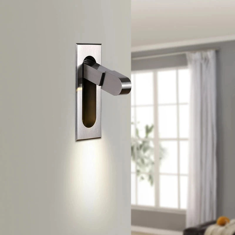 Recessed Rotation LED Reading Wall Light Living Room Bedroom Bedside Hotel Corridor Entrance Wall Lamp Hidden Decor Wall Sconce