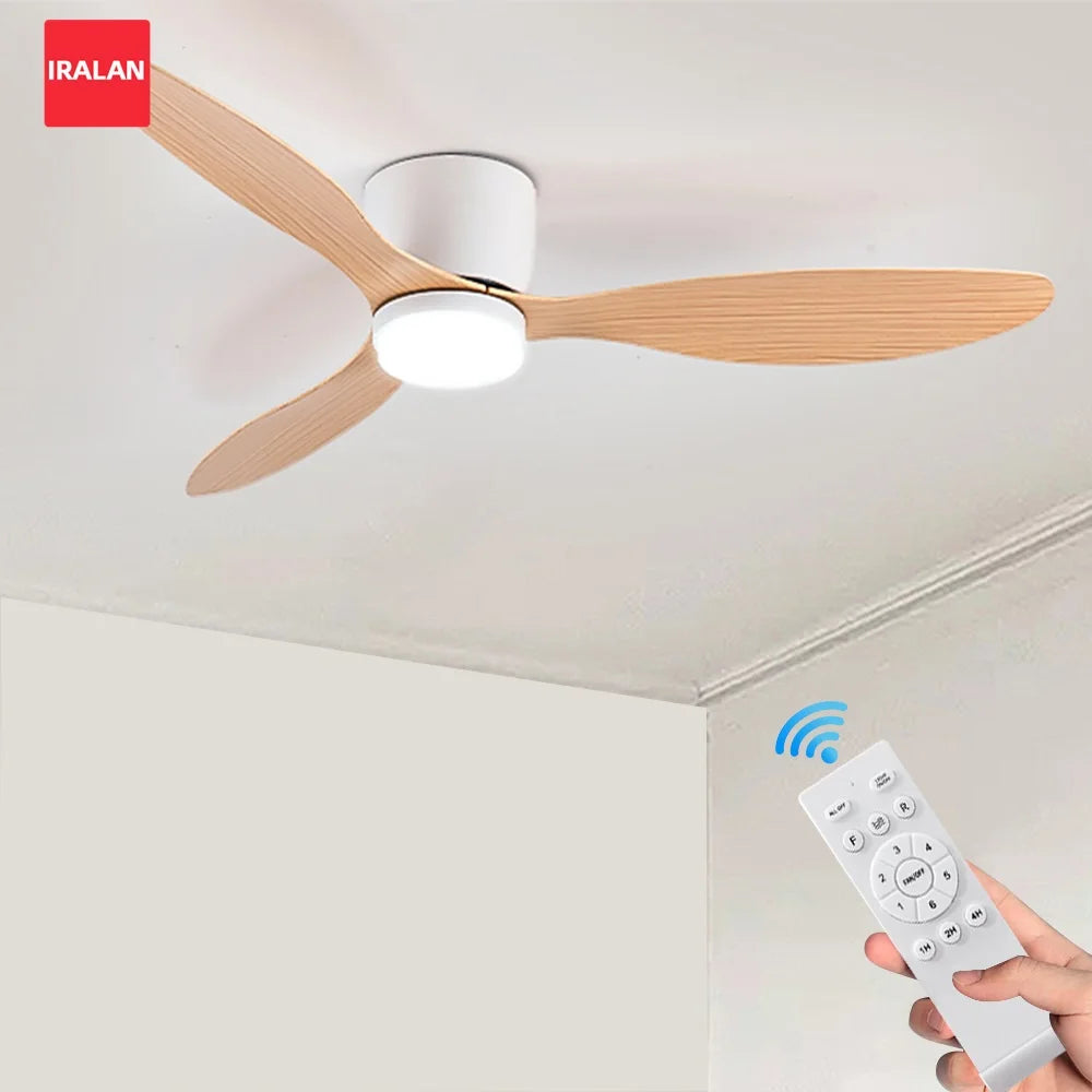 IRALAN Low Floor 52inch Ceiling Fan Modern Bedroom LED Fan Light Dining Living Room Ceiling Lamp Fan  Household Electric Fan