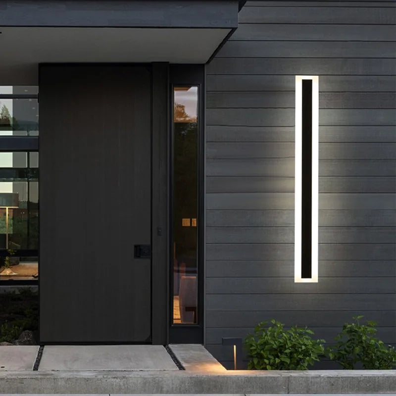 Outdoor IP65 waterproof Long strip lamp, simple LED wall light suitable for courtyard, villa, gate, garden outdoor decoration