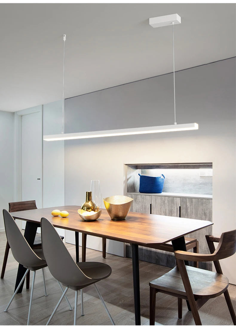 Minimalist One-word Restaurant Pendant Lights Designer Style Modern Dining Room Table Lamps Office Long Bar Table Chandelier