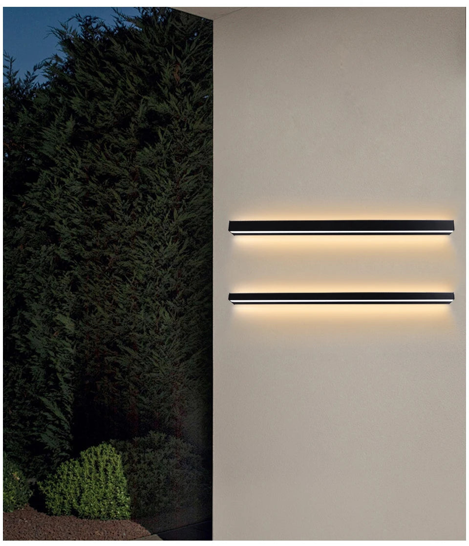 Long Wall Light outdoor Waterproof Modern Long Strip LED lighting wall lamp IP65 Garden AC 85-256v outdoorDecoration