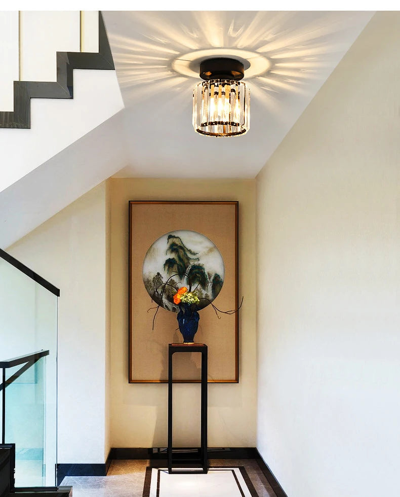 Modern K9 Crystal Pendant Light Led Ceiling Lamp Living Dining Room Nordic Chandelier Aisle Decor Balcony Corridor Fixture Lumi