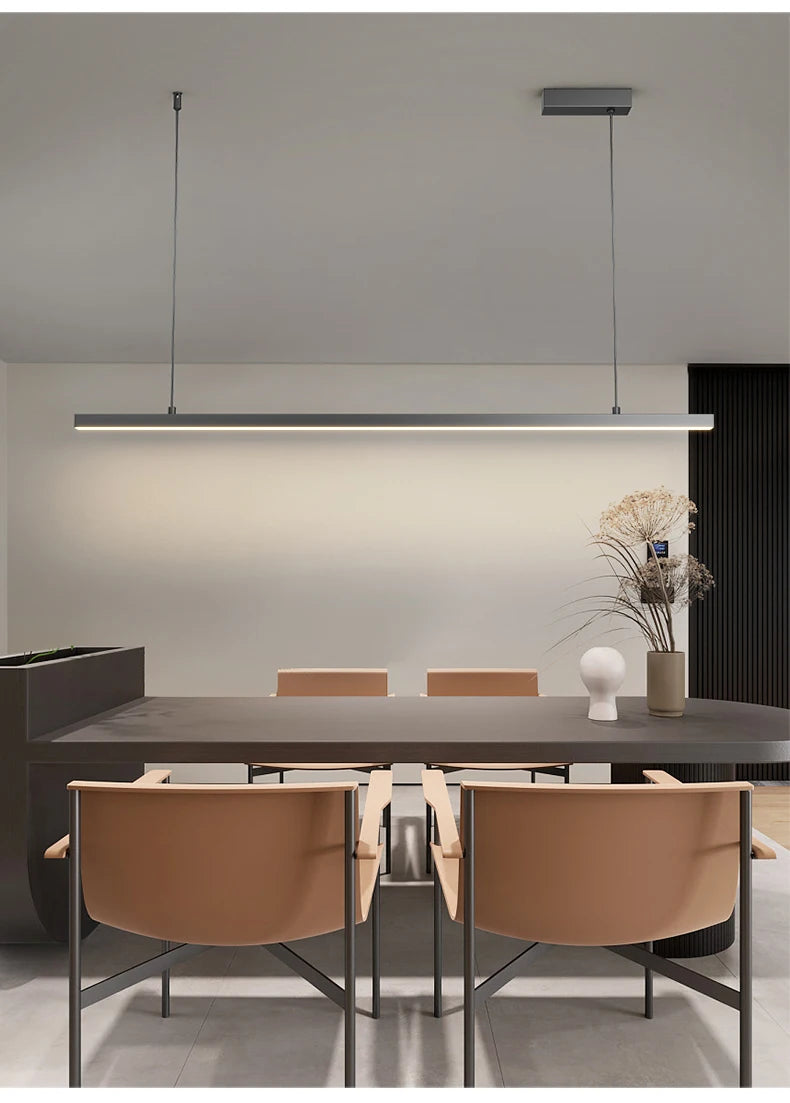 Minimalist One-word Restaurant Pendant Lights Designer Style Modern Dining Room Table Lamps Office Long Bar Table Chandelier