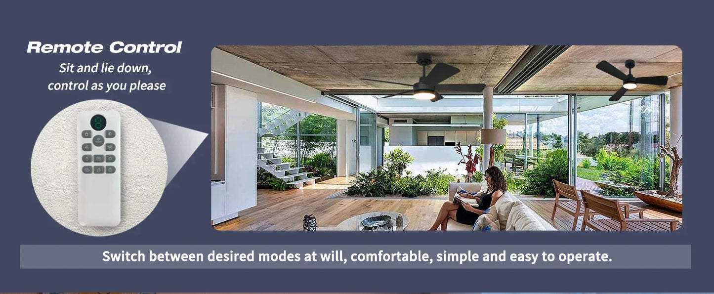 Ceiling Fan with Light, 3CCT, Silent DC Motor, Remote Control, Living Room, Bedroom, Dining Room and Study, Fan Light