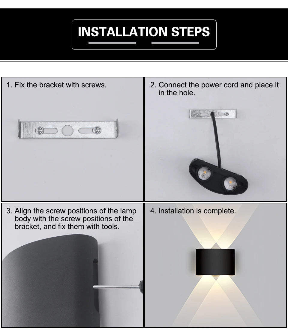 LED Wall Lamp 4/6/8/10 Outdoor Wall Lamps Up And Down Towards Lighting For Indoor Room Decoration Garden Lighting Street Lights