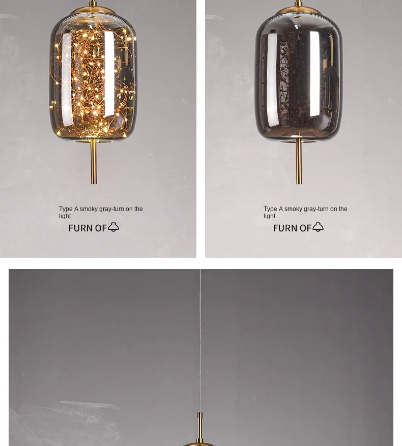 Modern Led Glass Pendant Lights for Bedroom Bedside Bathroom Hanging Lighting Ceiling Chandelier Lamp Decoration String Line