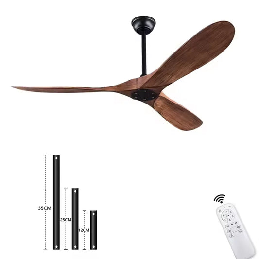 85-265V Solid Wood Bland 52 60 Inch Ceiling Fans with LED DC Motor Remote Control