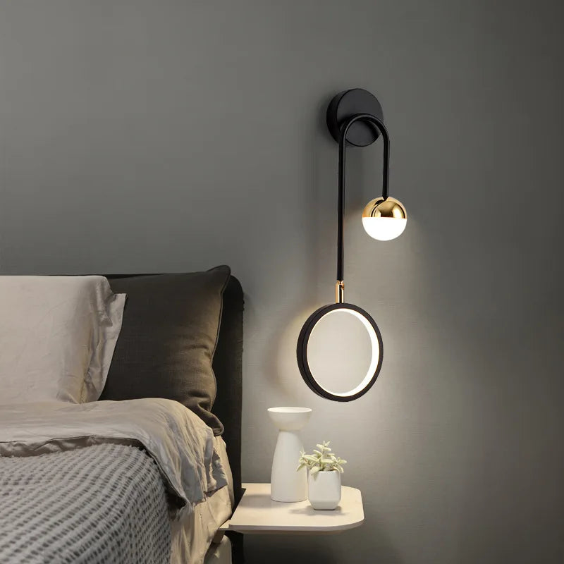 Modern Led Wall Lamp Nordic Sconce Round Lighting Luxury Rotatable Corridor Bedside Hallway Living Room Dining Indoor Deco Light