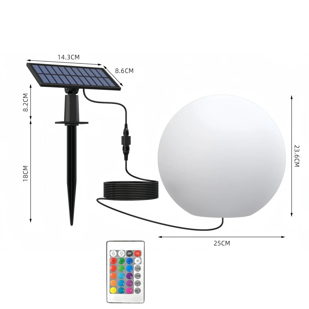 LED Ball Light Solar Rechargeable Globe Light Waterproof Outdoor Garden RGB Lamp for Patio Pool Yard Bar Party Decor Lighting