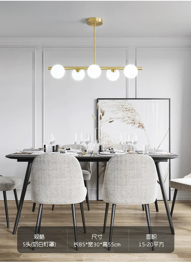 Modern 5/6 White Glass Balls Dining Room Chandelier for Kitchen Island Table Living Room Bedroom Suspension Lamp LED Lighting